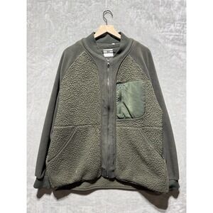 Uniqlo x White Mountaineering Fleece Jacket Men's XL Olive Green Sherpa Full Zip